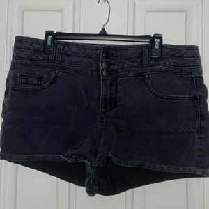 Black denim shorts